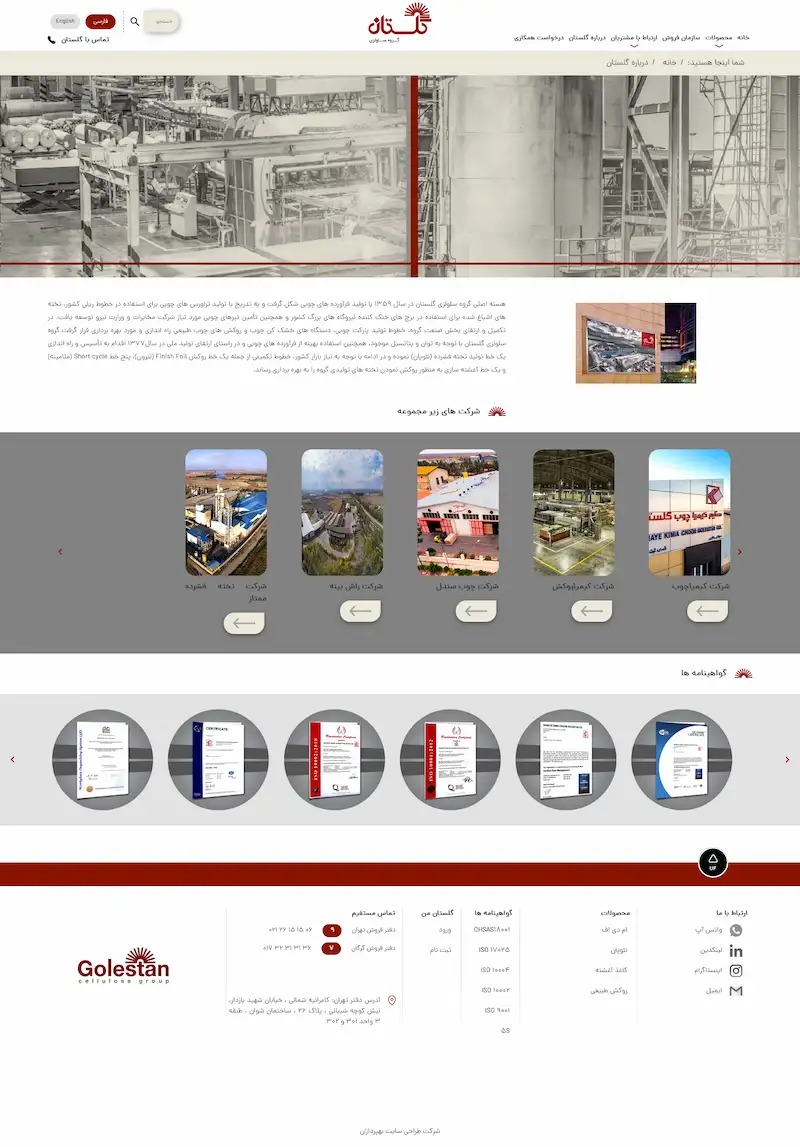 طراحی سایت گروه سلولزی گلستان